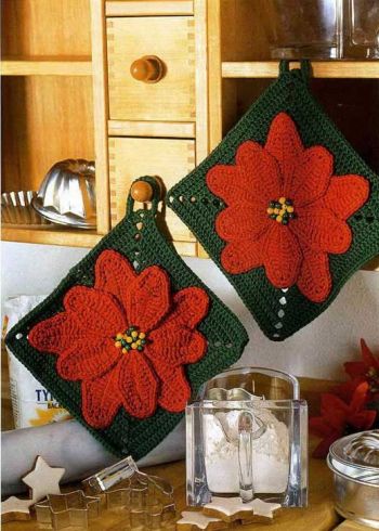 Прихватка - Цветок пойнсеттии Прихватка - Цветок пойнсеттии