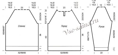 Выкройка для вязани мужского пуловера реглан Выкройка для вязани мужского пуловера реглан