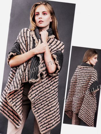 Двухцветная накидка крючком, фото Двухцветная накидка крючком, фото