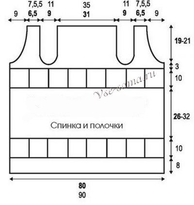 Выкройка для вязания пляжной накидки Выкройка для вязания пляжной накидки