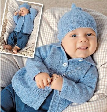 Голубое пальто, штанишки и шапочка