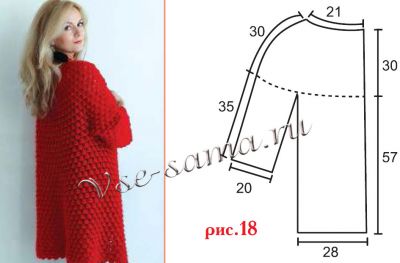 Выкройка для вязания пальто Выкройка для вязания пальто