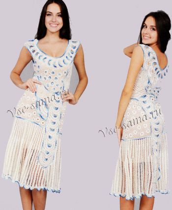 Белое с голубой изюминкой платье, фото Белое с голубой изюминкой платье, фото