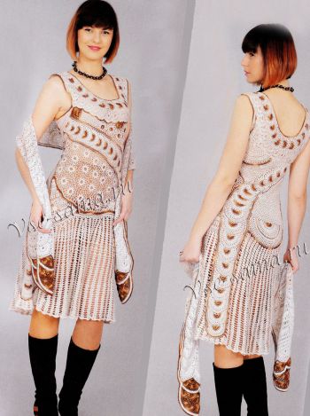 Белое с коричневой изюминкой платье, фото Белое с коричневой изюминкой платье, фото