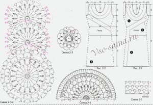 Схемы и выкройка для вязания белого платья Схемы и выкройка для вязания белого платья