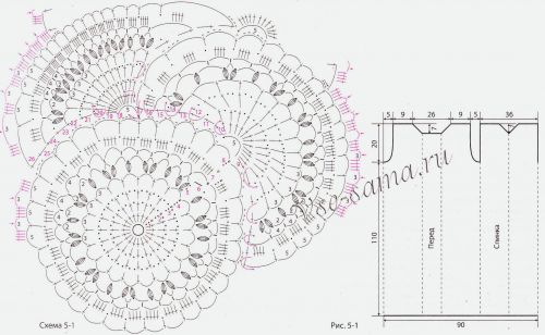 Схемы и выкройка для вязания бежевого платья Схемы и выкройка для вязания бежевого платья