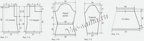 Выкройки для вязания пуловера и юбки Выкройки для вязания пуловера и юбки
