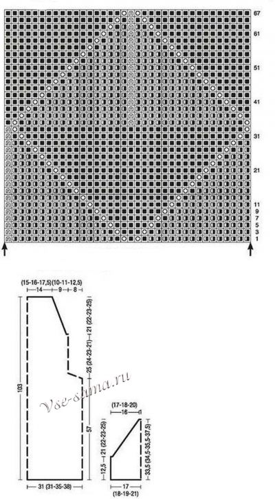 Схема и выкройка для вязания платья Схема и выкройка для вязания платья