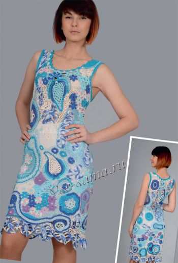 Голубое платье в технике ирландского кружева, фото Голубое платье в технике ирландского кружева, фото