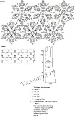 Схемы и выкройка для вязания платья крючком - Мята Схемы и выкройка для вязания платья крючком - Мята