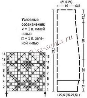 Схемы и выкройка для вязания платья Схемы и выкройка для вязания платья