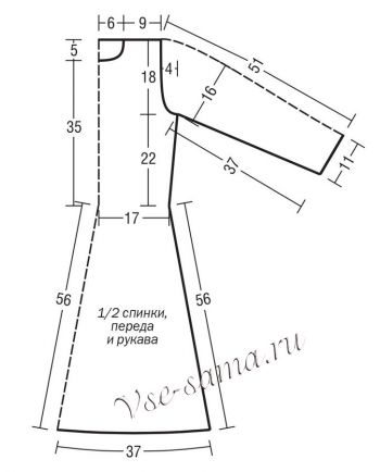 Выкройка для вязания платья Выкройка для вязания платья