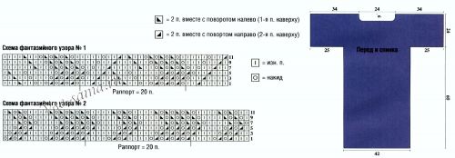 Схемы и выкройка для вязания платья-туники Схемы и выкройка для вязания платья-туники