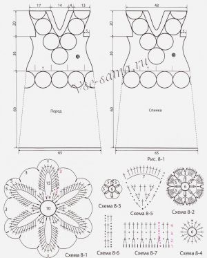 Схемы и выкройка для вязания серого платья Схемы и выкройка для вязания серого платья
