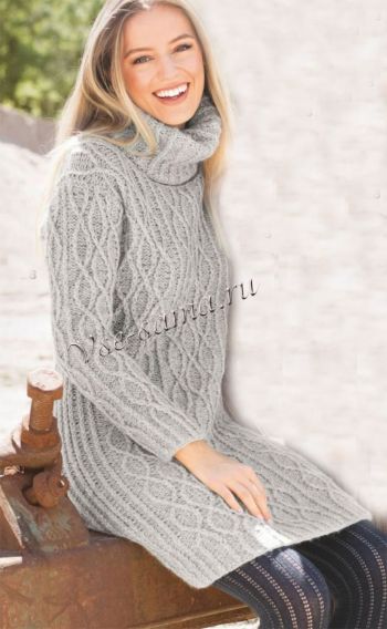 Светло-серое платье с узором из кос, фото Светло-серое платье с узором из кос, фото