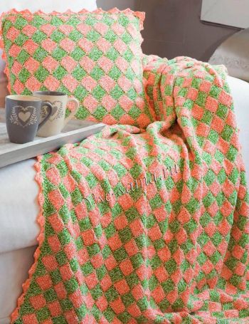 Плед и подушка в технике энтерлак, фото Плед и подушка в технике энтерлак, фото