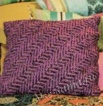 Чехол для подушки с узором из снятых петель, фото Чехол для подушки с узором из снятых петель, фото