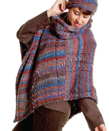 Ассиметричное пончо спицами, фото Ассиметричное пончо спицами, фото