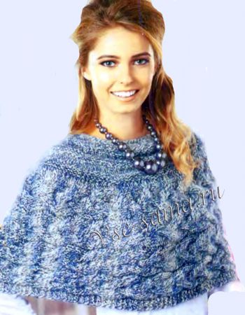 Меланжевое пончо с косами, фото Меланжевое пончо с косами, фото