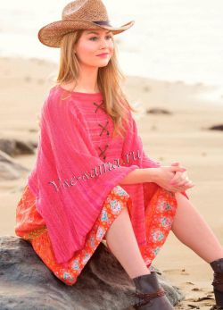 Пончо кораллового цвета, фото Пончо кораллового цвета, фото