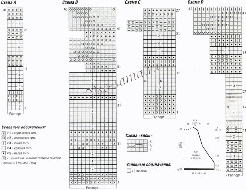 Схемы для вязания пончо с жаккардовыми узорами Схемы для вязания пончо с жаккардовыми узорами
