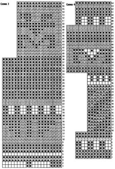 Схема жаккардового узора 3 и 4 для вязания пончо Схема жаккардового узора 3 и 4 для вязания пончо