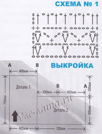 Схема и выкройка для вязания пончо Схема и выкройка для вязания пончо
