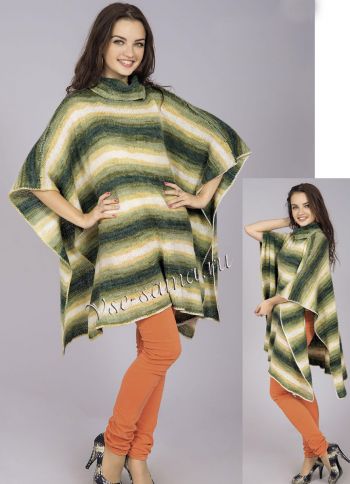 Пончо в полоску, фото модели Пончо в полоску, фото модели
