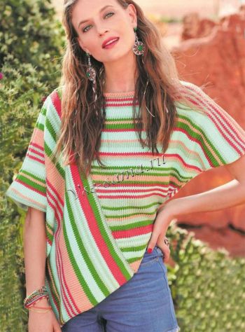 Ультрамодное пончо в полоску, фото Ультрамодное пончо в полоску, фото