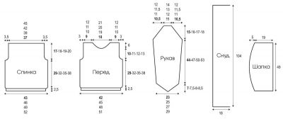 Выкройка для вязания пуловера Выкройка для вязания пуловера