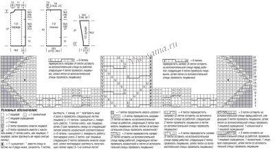 Схема и выкройка для вязания бежевого пуловера Схема и выкройка для вязания бежевого пуловера