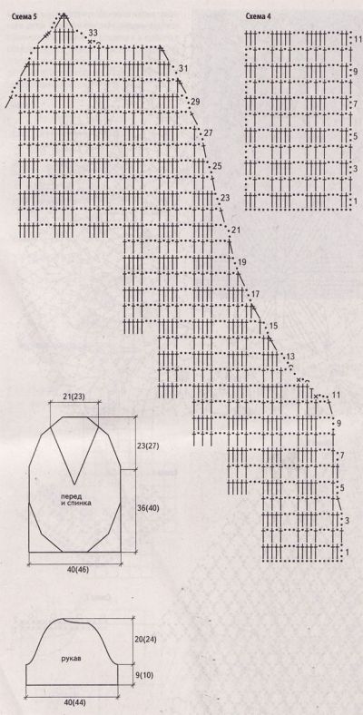 Выкройка и схема 4 и 5 Выкройка и схема 4 и 5