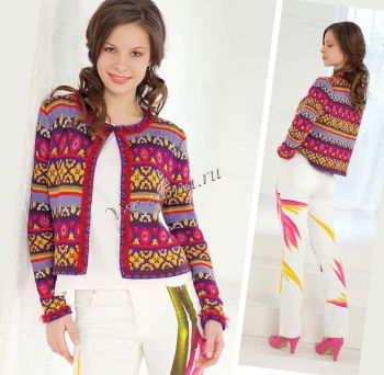 Яркий жакет с жаккардовыми узорами, фото Яркий жакет с жаккардовыми узорами, фото
