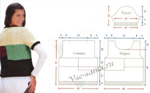 Выкройка для вязания джемпера Выкройка для вязания джемпера