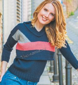 Короткий пуловер с широкими полосами Короткий пуловер с широкими полосами