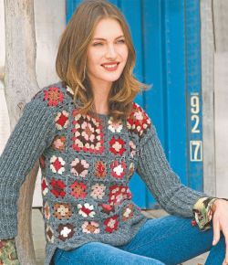 Оригинальный пуловер из бабушкиных квадратов Оригинальный пуловер из бабушкиных квадратов