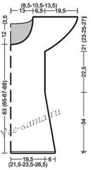 Выкройка для вязания пуловера в полоску Выкройка для вязания пуловера в полоску