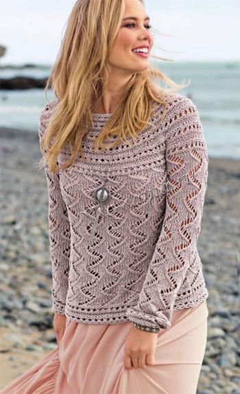 Привлекательный пуловер с круглой кокеткой, фото Привлекательный пуловер с круглой кокеткой, фото