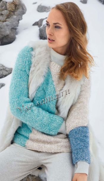 Пуловер из разноцветных фрагментов, фото Пуловер из разноцветных фрагментов, фото