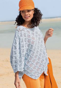 Пуловер-пончо с асимметричной линией низа Пуловер-пончо с асимметричной линией низа