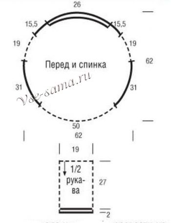 Выкройка для вязания пуловера Выкройка для вязания пуловера