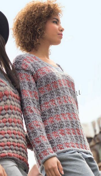 Пуловер с узором из снятых петель, фото Пуловер с узором из снятых петель, фото