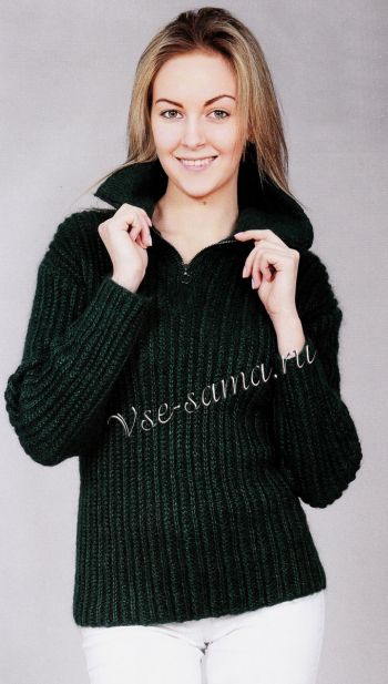 Пуловер с воротником на молнии, фото Пуловер с воротником на молнии, фото