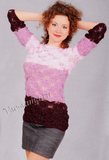 Пуловер в сиреневых тонах, фото Пуловер в сиреневых тонах, фото