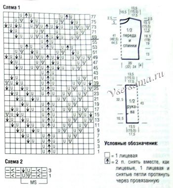 Схемы и выкройка для вязания серого пуловера Схемы и выкройка для вязания серого пуловера