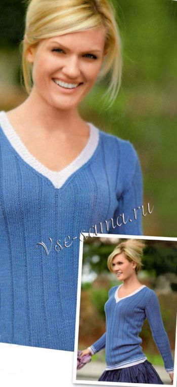 Сине-розовый пуловер, фото Сине-розовый пуловер, фото