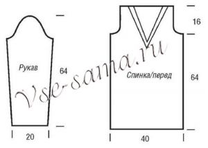 Выкройка для вязания сине-розового пуловера Выкройка для вязания сине-розового пуловера