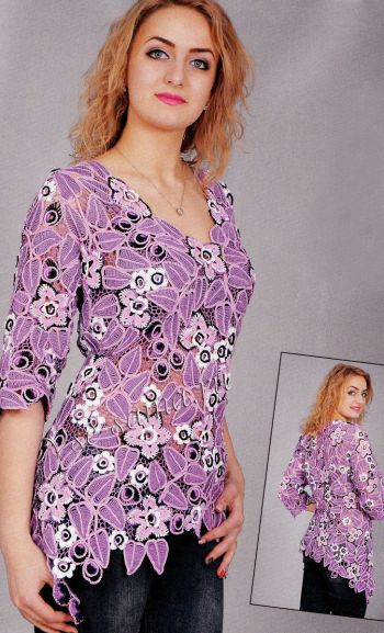 Сиреневый пуловер из ирландских мотивов, фото Сиреневый пуловер из ирландских мотивов, фото