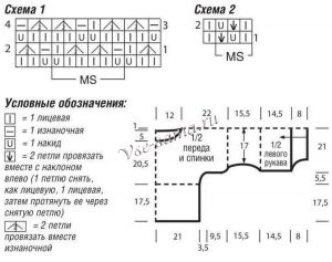 Схемы и выкройка для вязания короткого пуловера Схемы и выкройка для вязания короткого пуловера