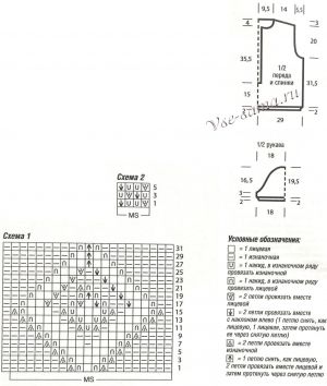 Схемы и выкройка для вязания пуловера Схемы и выкройка для вязания пуловера